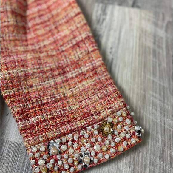 Chico’s Embellished Collar Cuff Tweed Jacket Multicolor Plaid Women’s Size Large - Picture 9 of 16